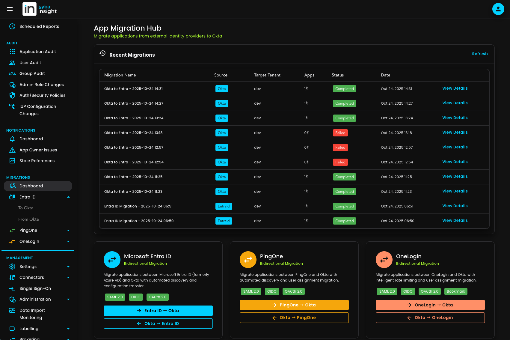 Syba Insight Dashboard - App Migration